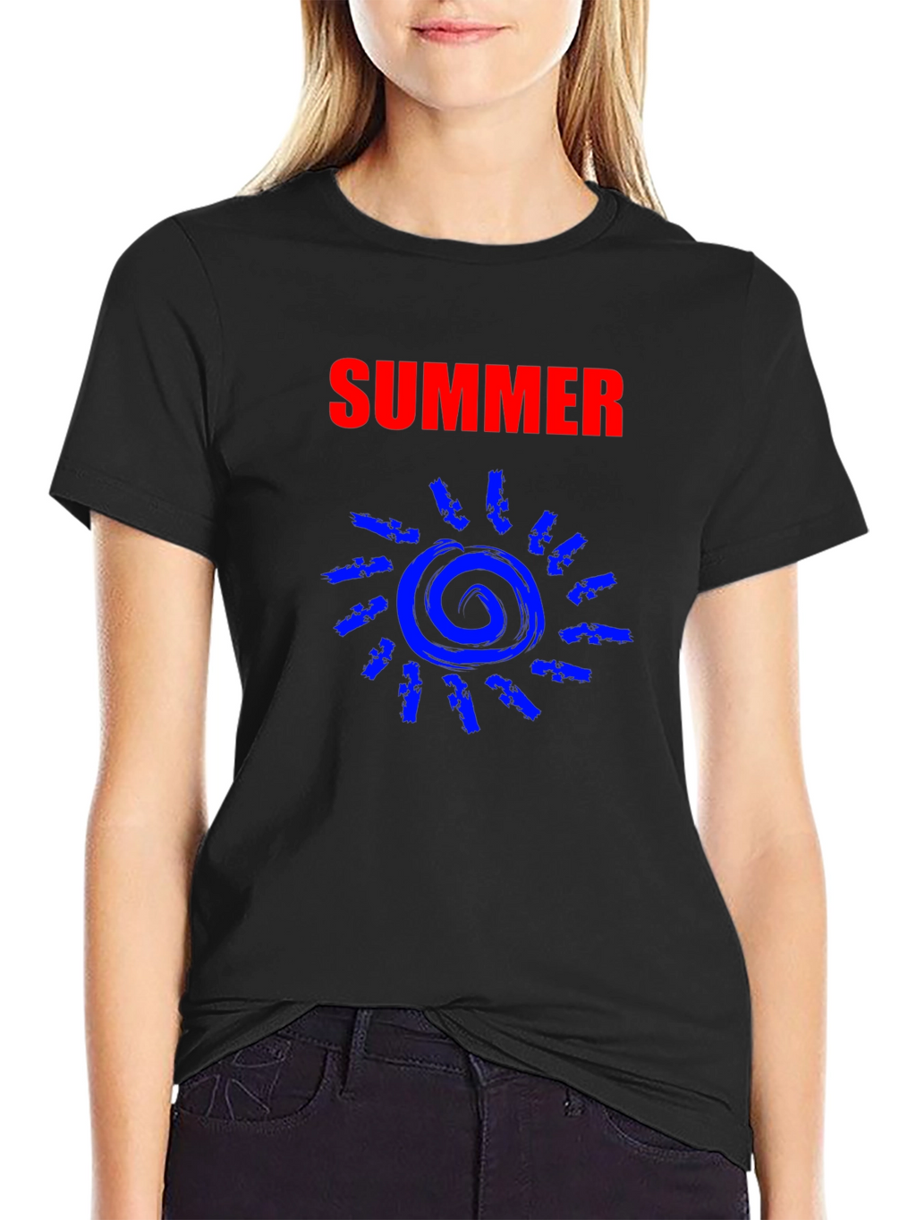 Summer Sun Graphic Tee - Black Cotton T-Shirt