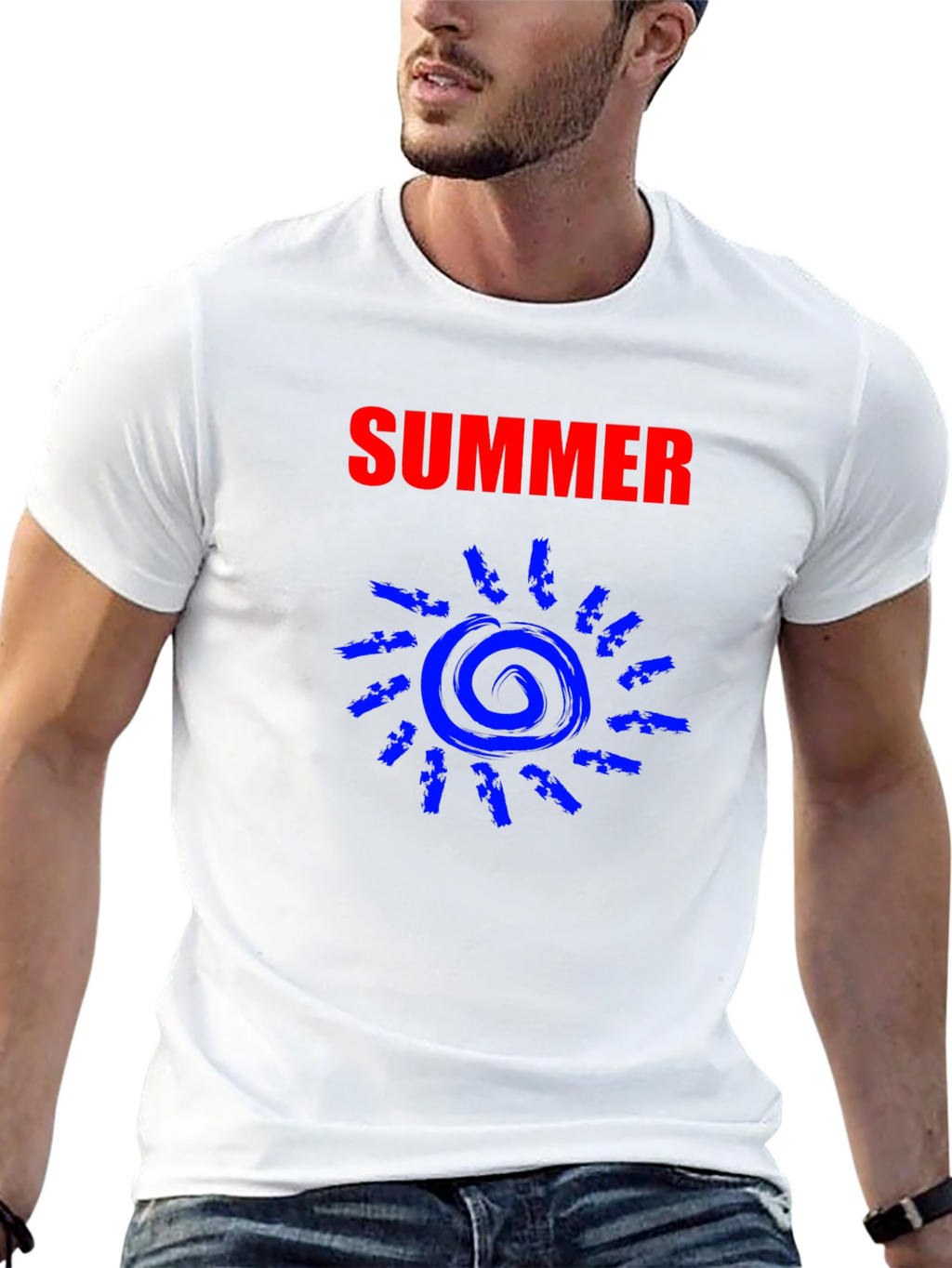 Summer Sun Graphic Tee - Black Cotton T-Shirt