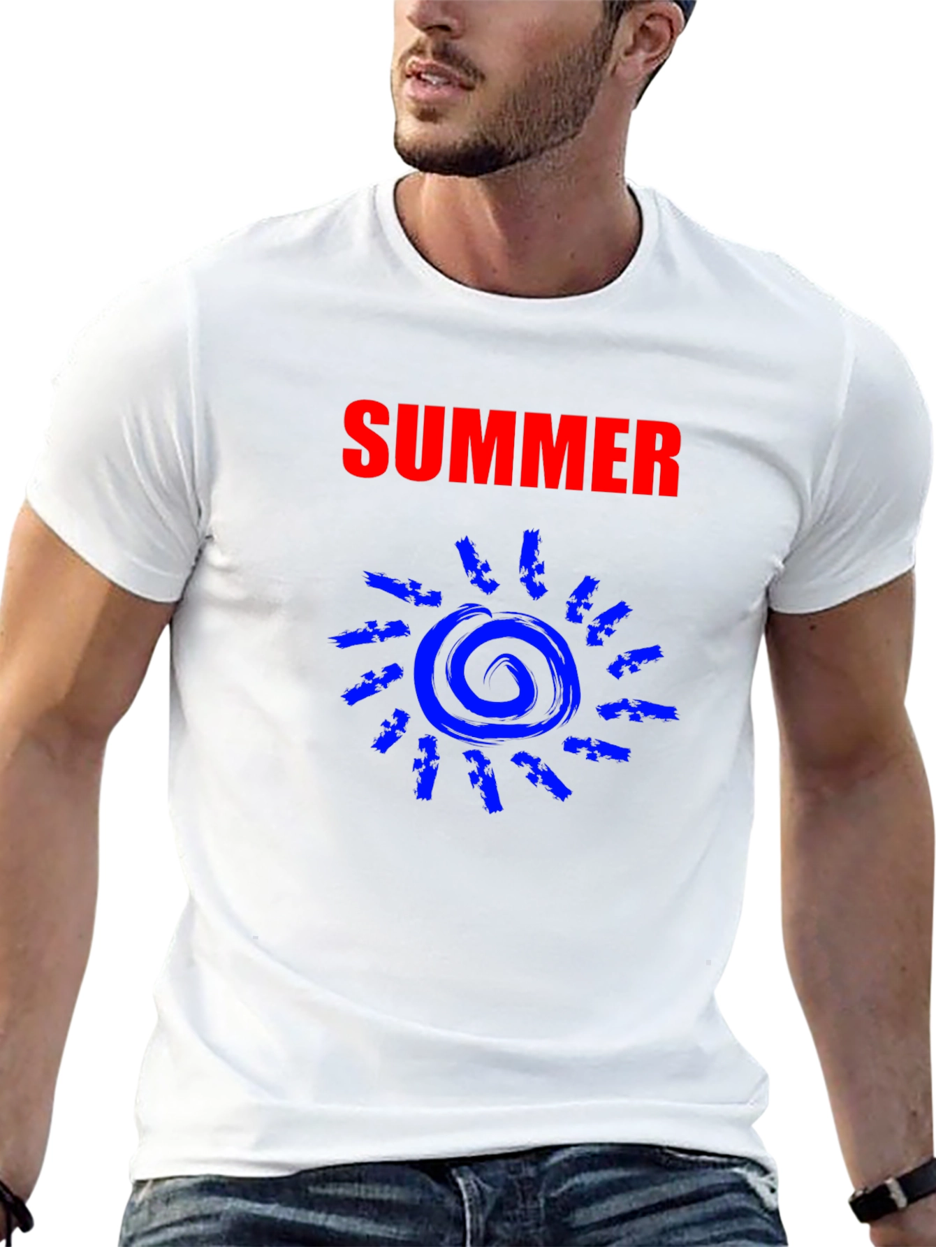 Summer Sun Graphic Tee - Black Cotton T-Shirt