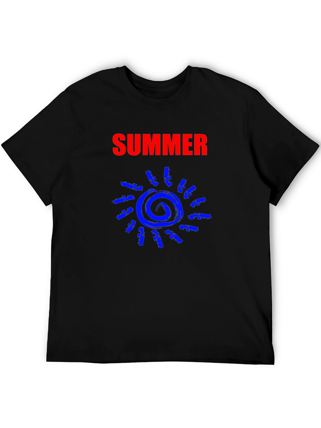Summer Sun Graphic Tee - Black Cotton T-Shirt