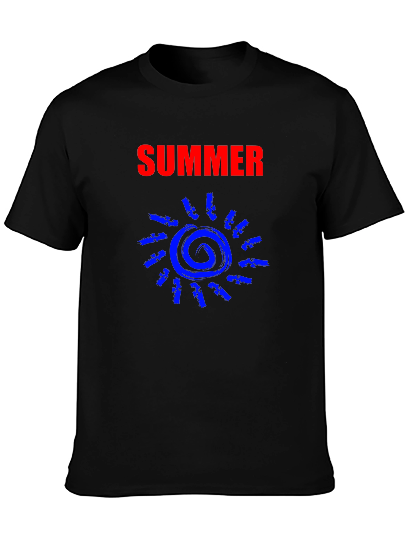 Summer Sun Graphic Tee - Black Cotton T-Shirt