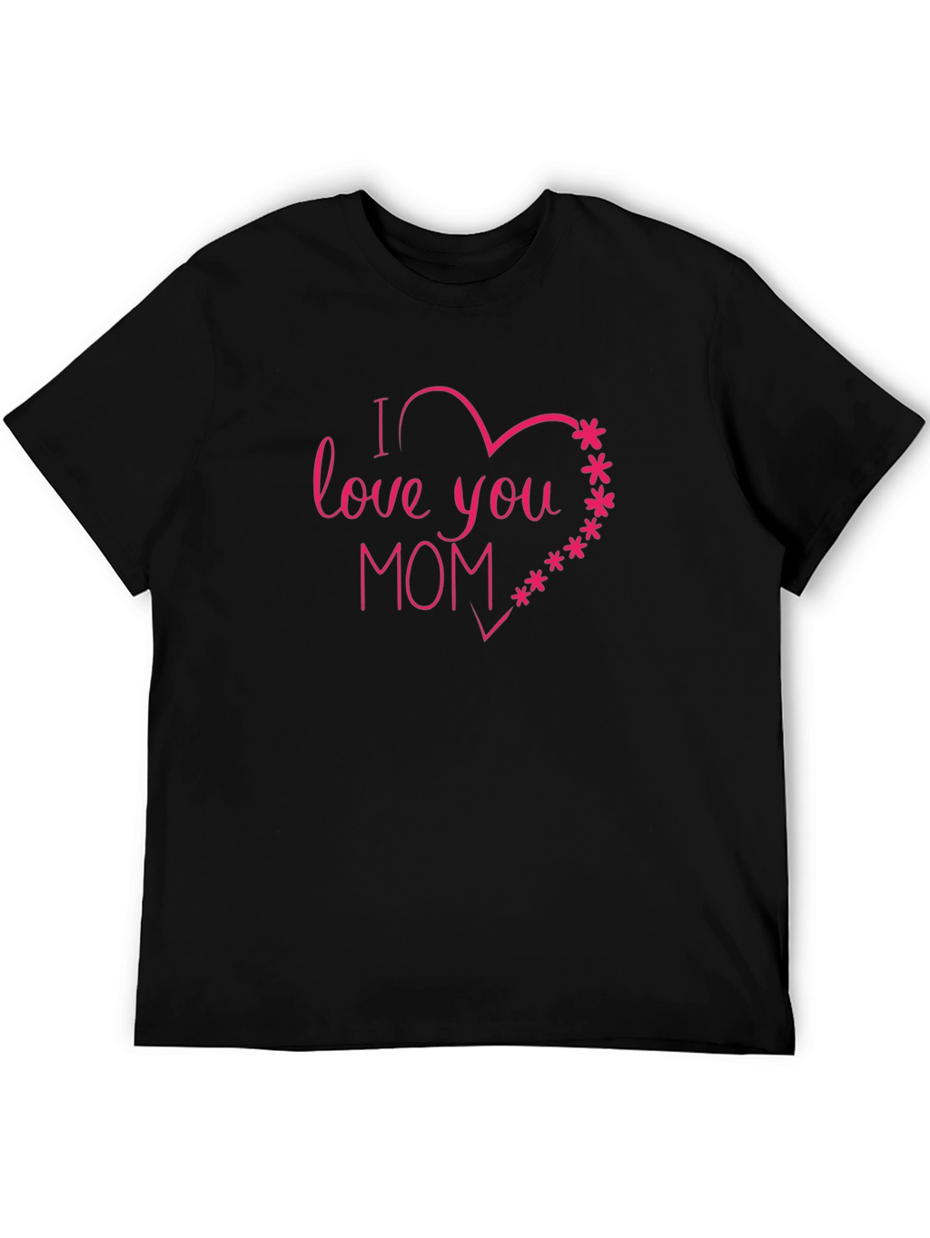 I Love You Mom Heart Graphic Tee - Black