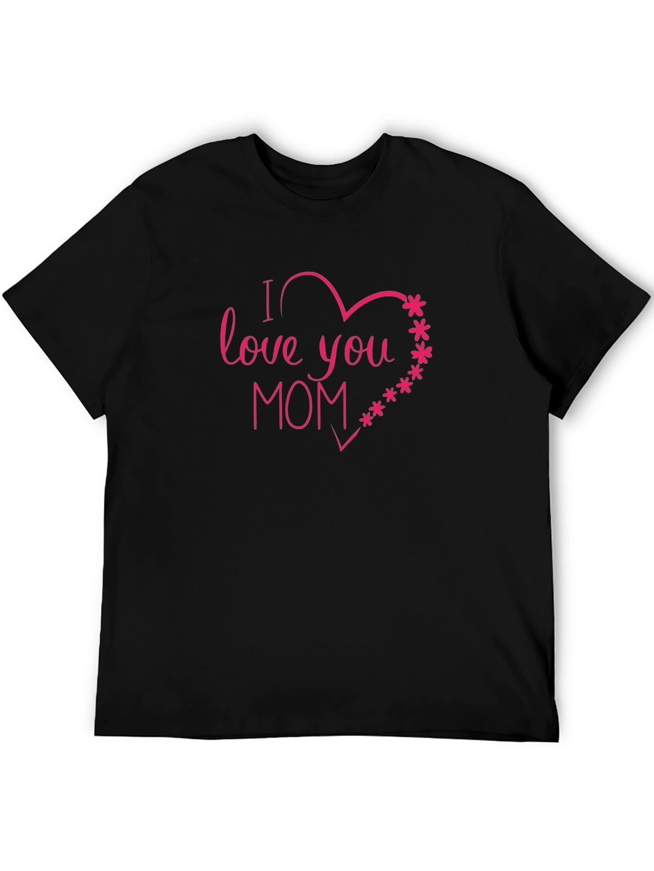 I Love You Mom Heart Graphic Tee - Black