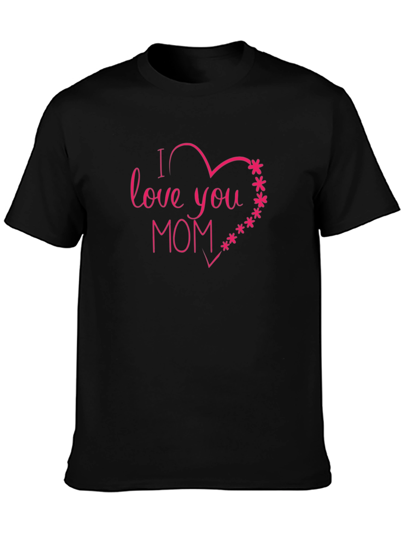 I Love You Mom Heart Graphic Tee - Black