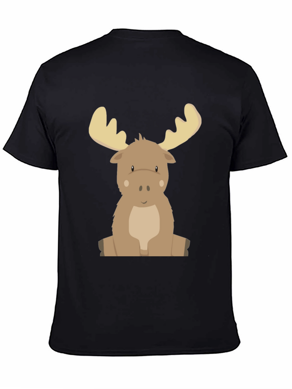 Cute Cartoon Moose Graphic Tee - Black