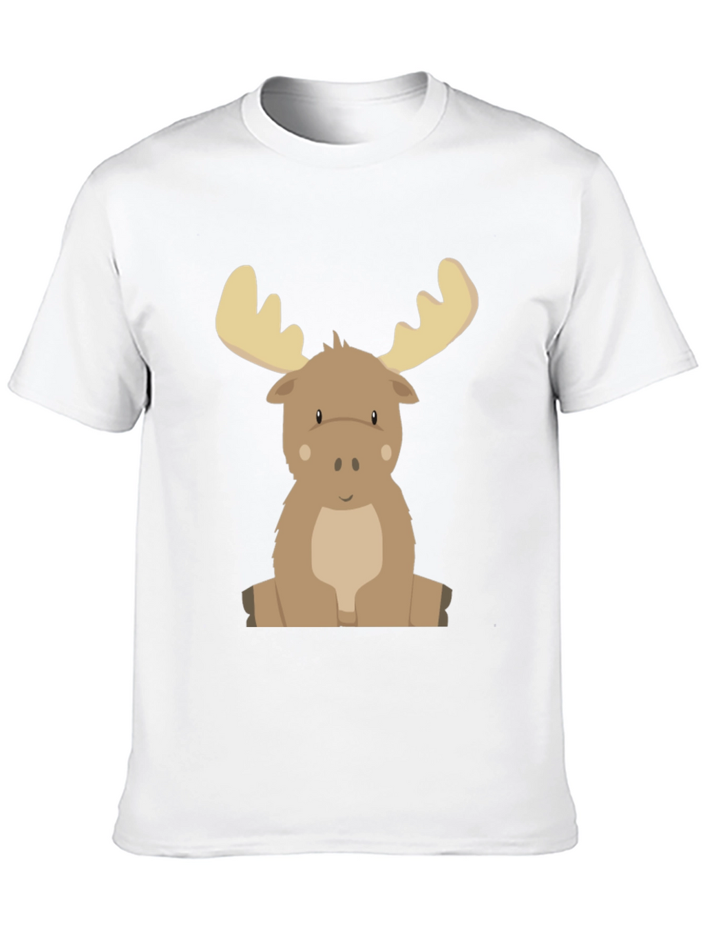 Cute Cartoon Moose Graphic Tee - Black