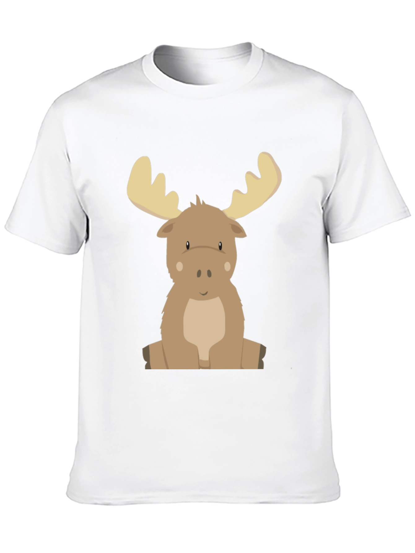 Cute Cartoon Moose Graphic Tee - Black