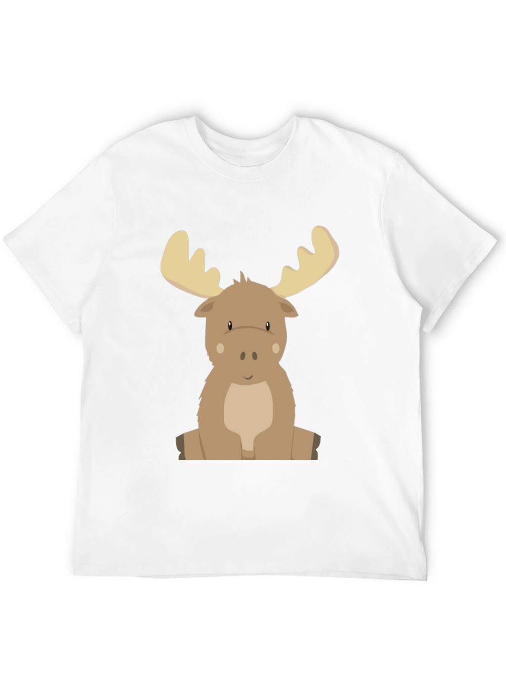 Cute Cartoon Moose Graphic Tee - Black