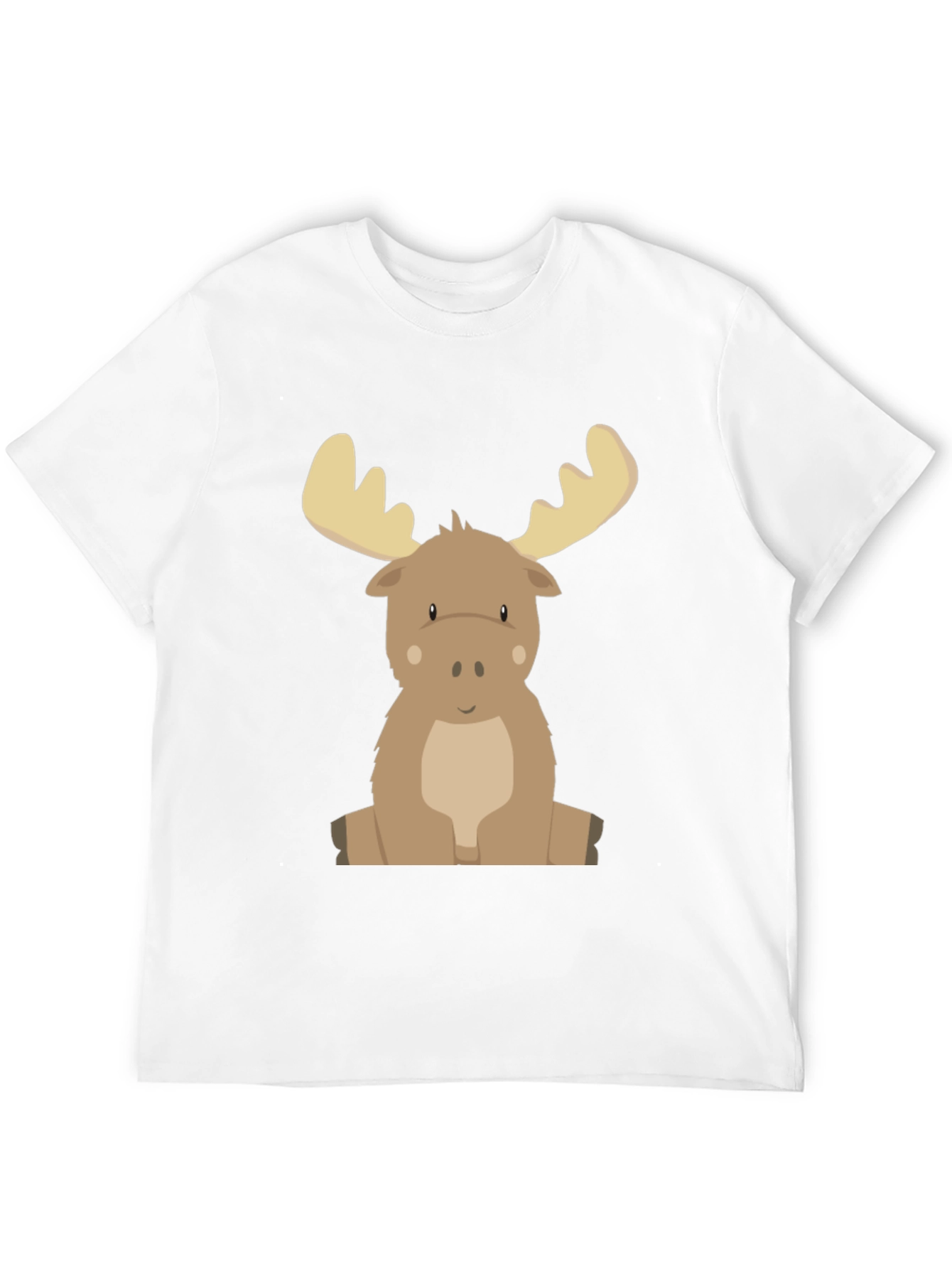 Cute Cartoon Moose Graphic Tee - Black