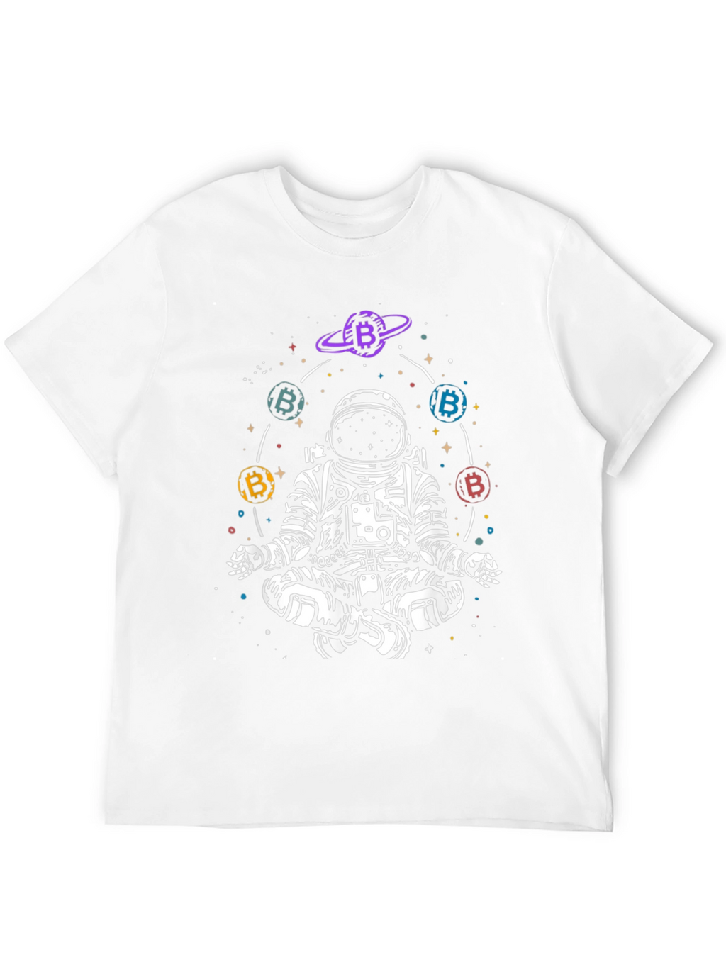Astronaut Bitcoin Meditating Graphic Tee - Black