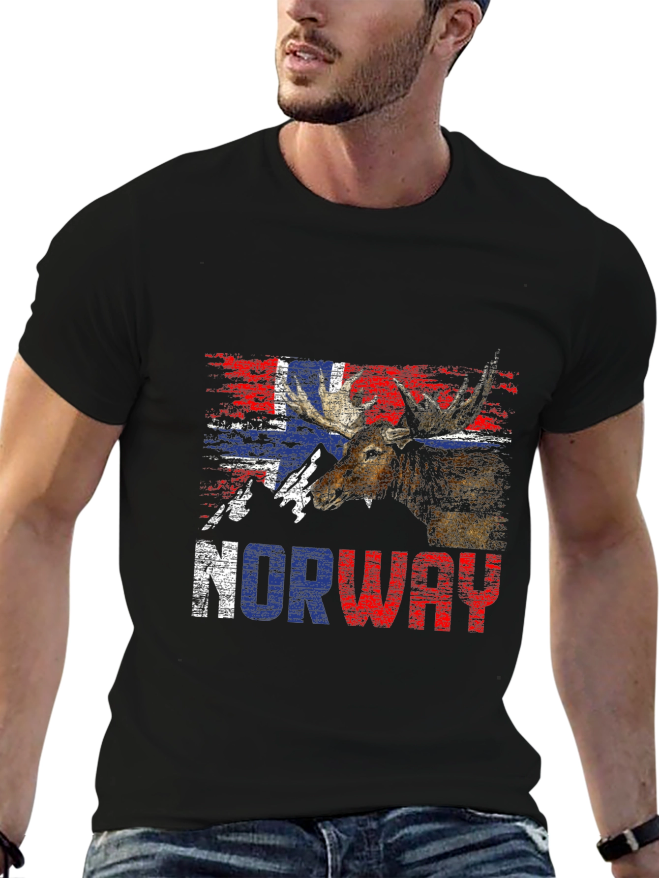 Norway Flag Moose Graphic T-Shirt