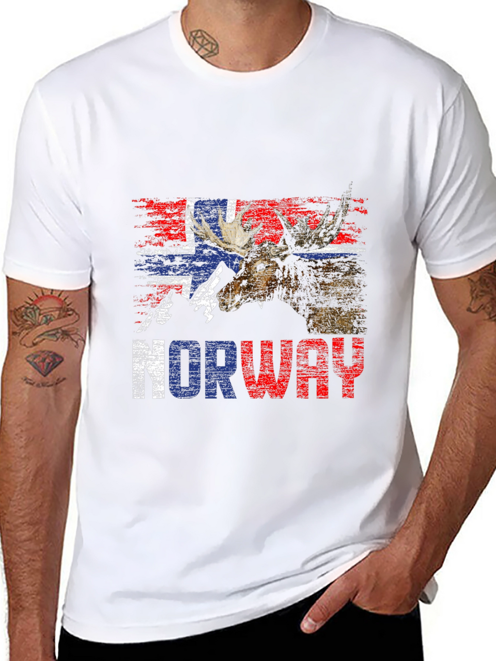 Norway Flag Moose Graphic T-Shirt