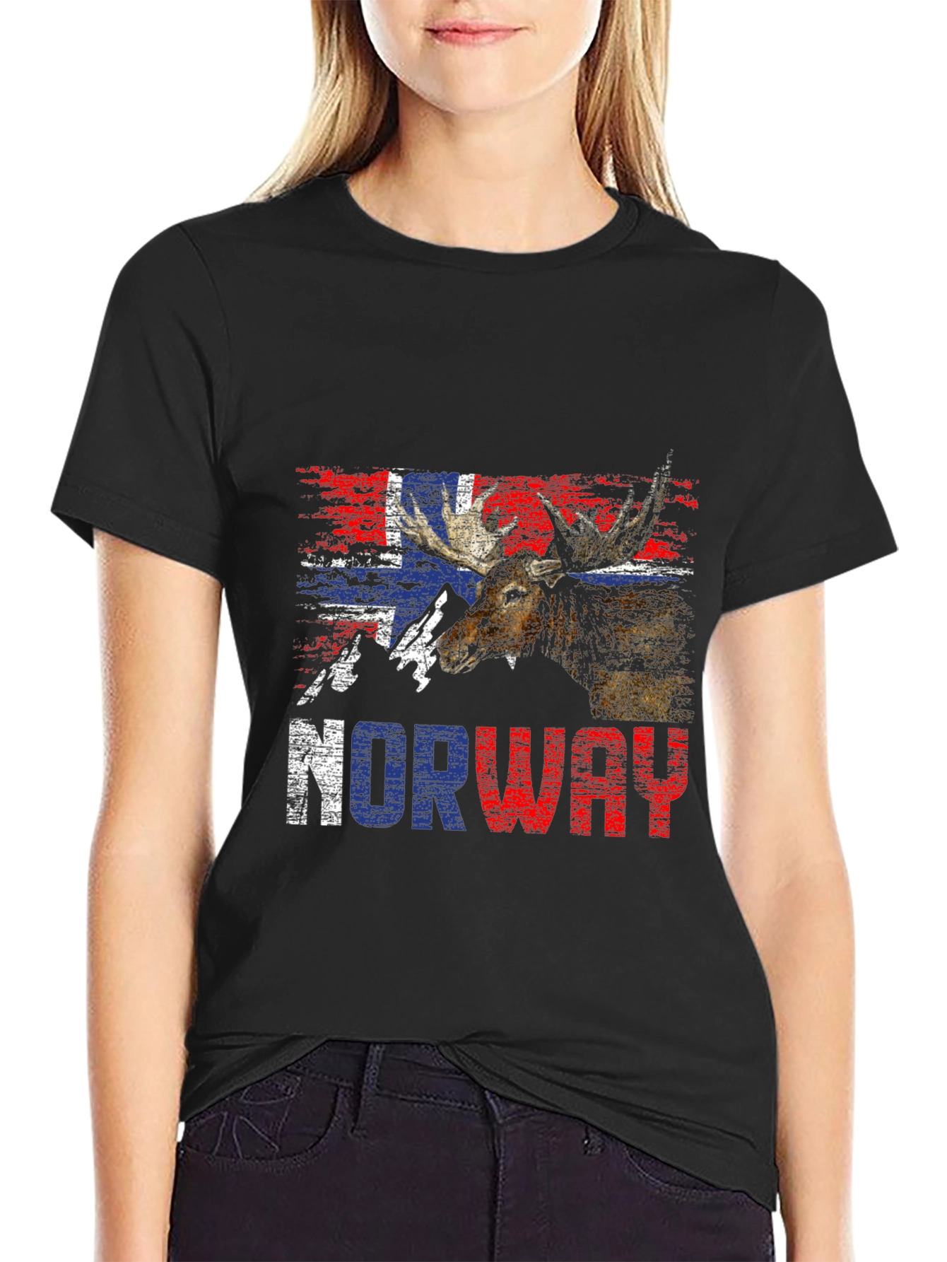 Norway Flag Moose Graphic T-Shirt