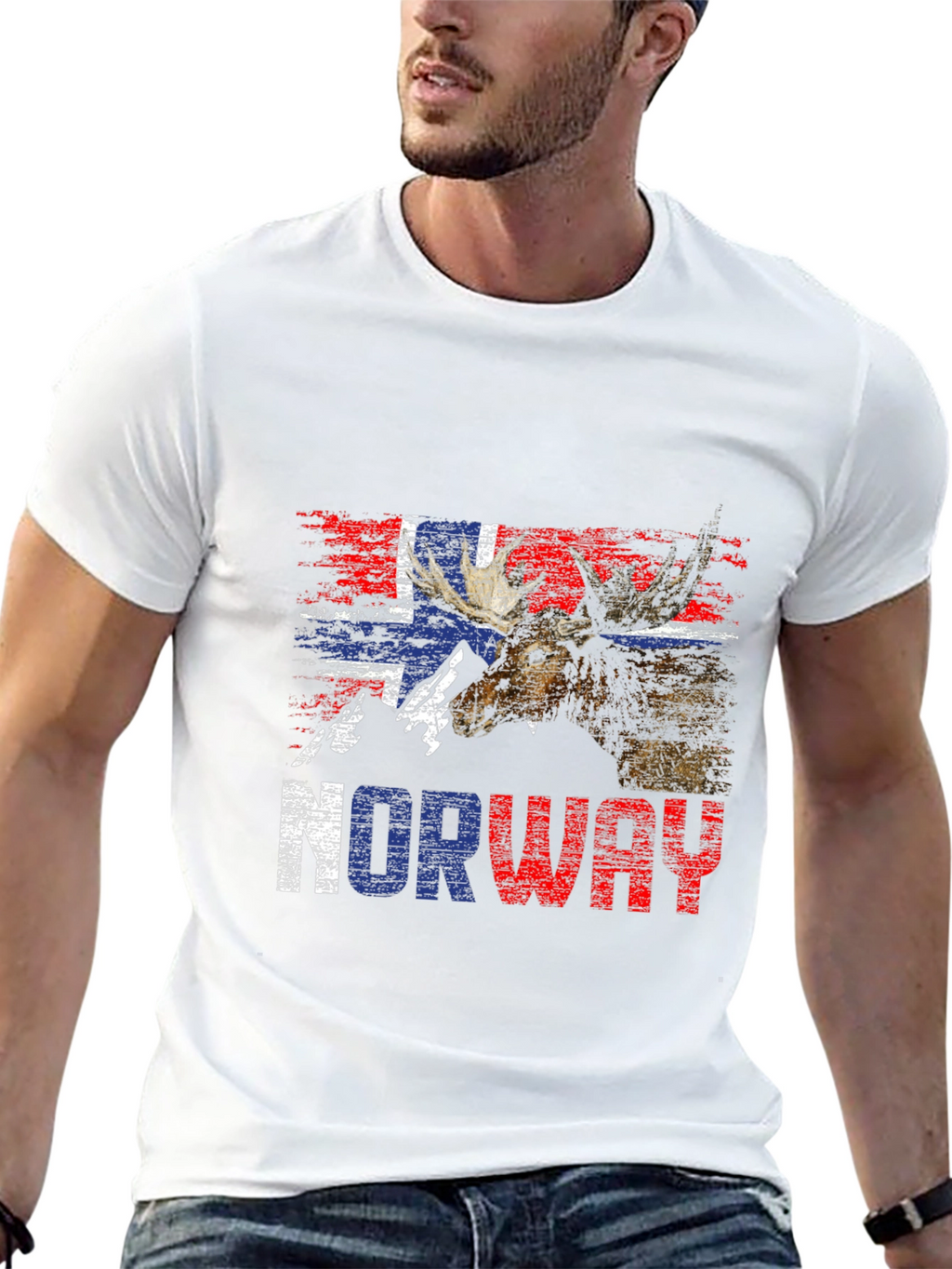 Norway Flag Moose Graphic T-Shirt