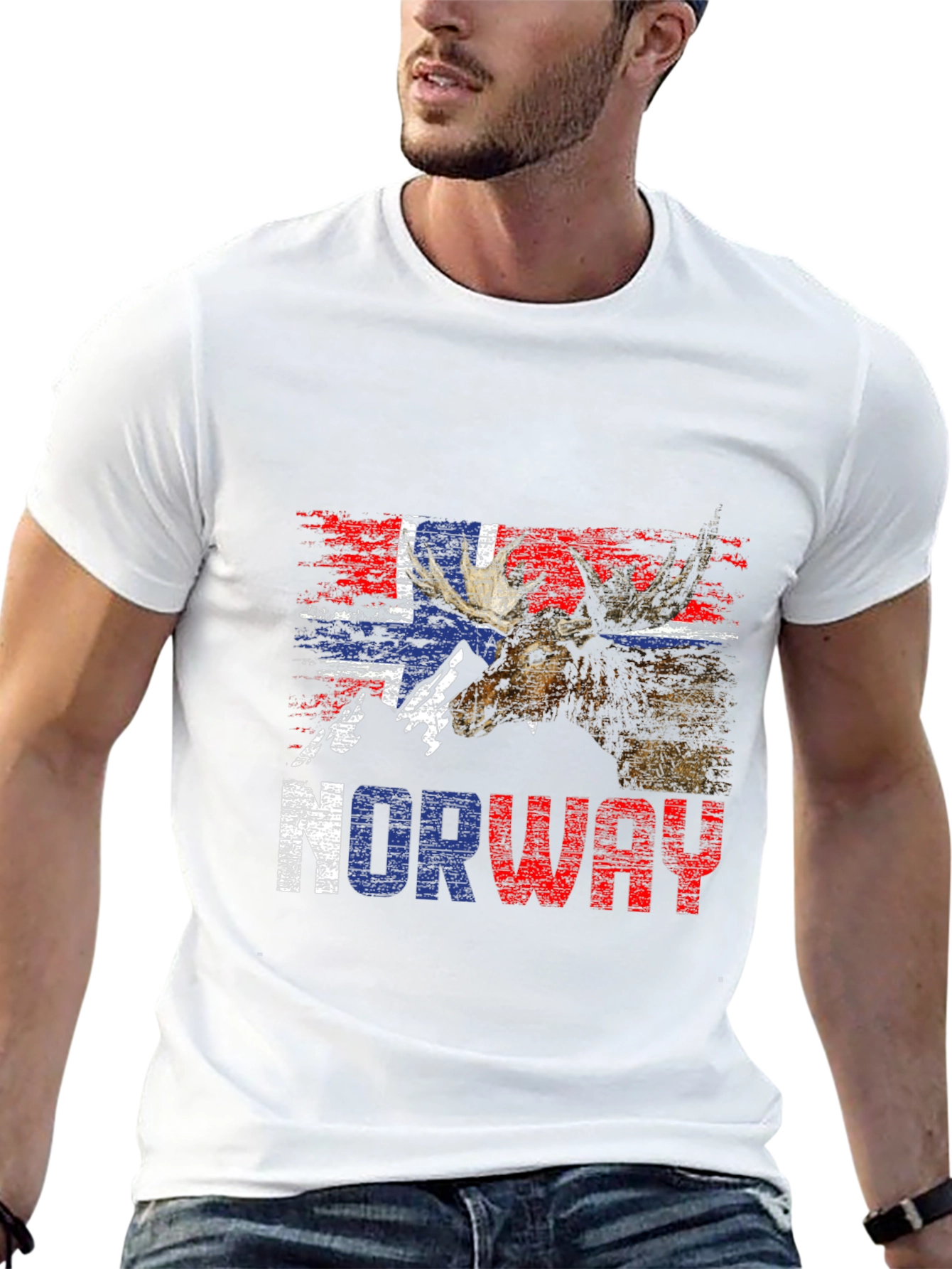 Norway Flag Moose Graphic T-Shirt