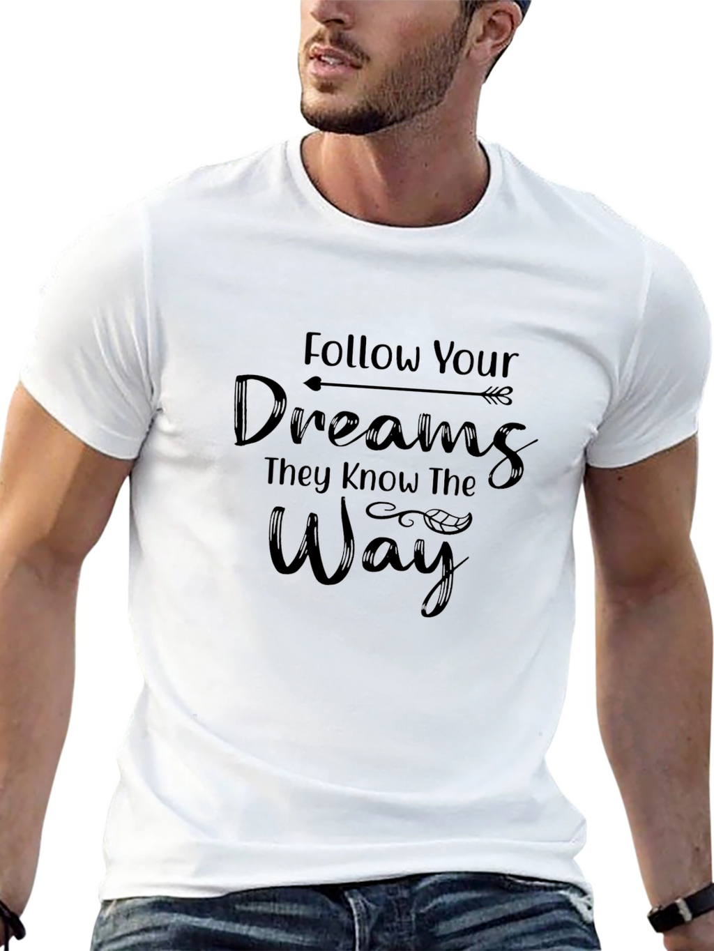 Follow Your Dreams Black Graphic T-Shirt