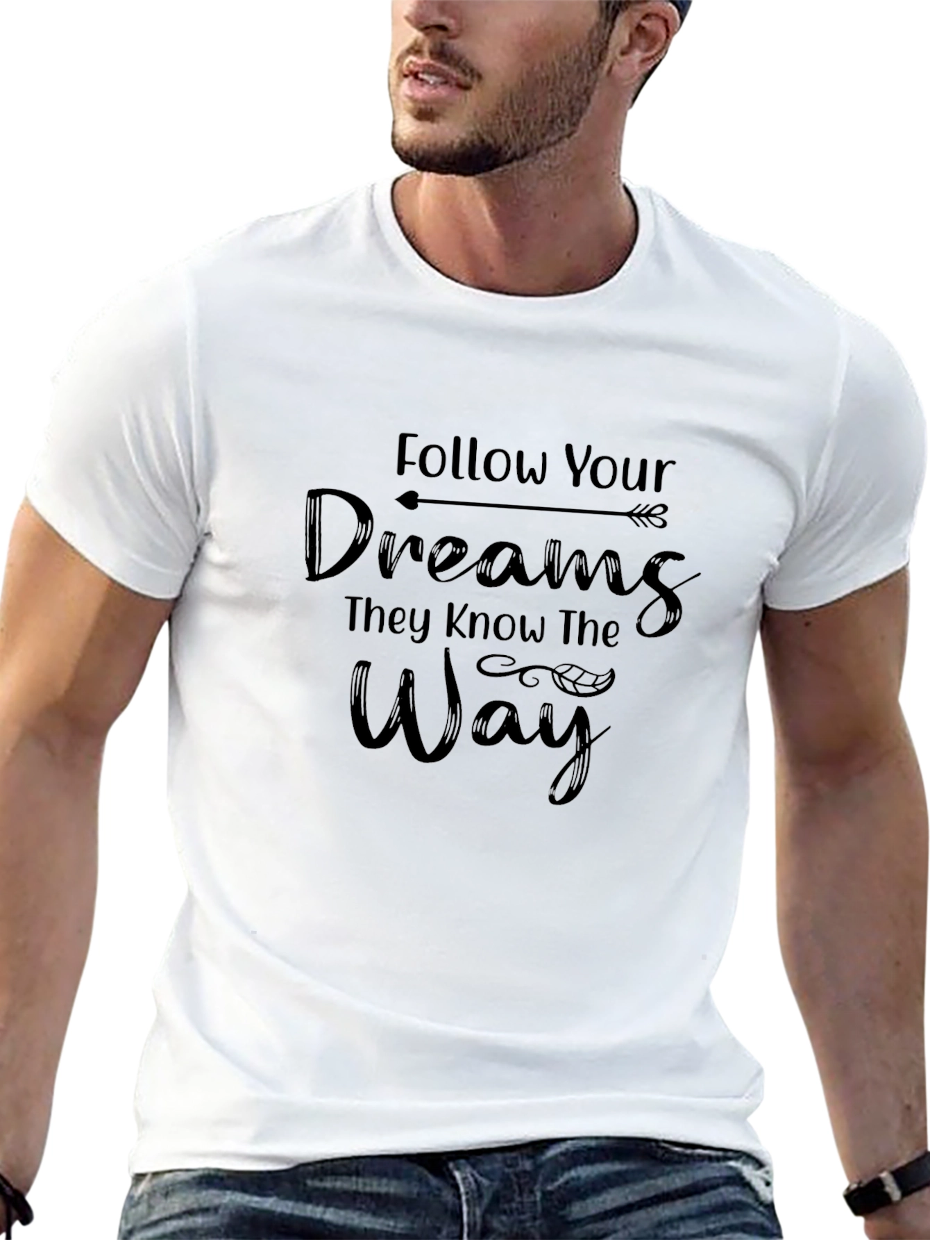 Follow Your Dreams Black Graphic T-Shirt