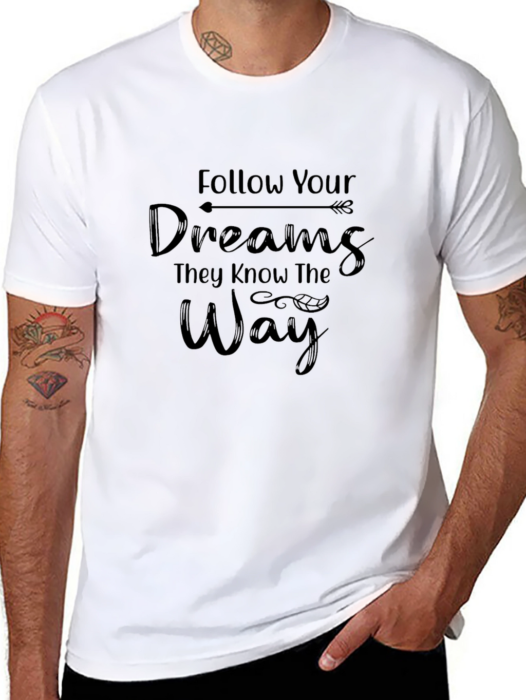 Follow Your Dreams Black Graphic T-Shirt