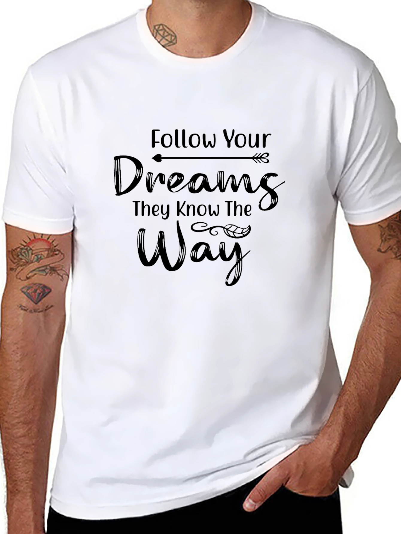 Follow Your Dreams Black Graphic T-Shirt