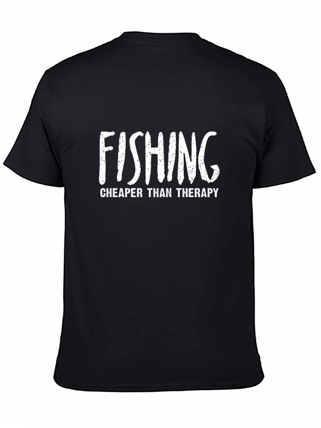 Fishing Cheaper Than Therapy Graphic Tee - Black