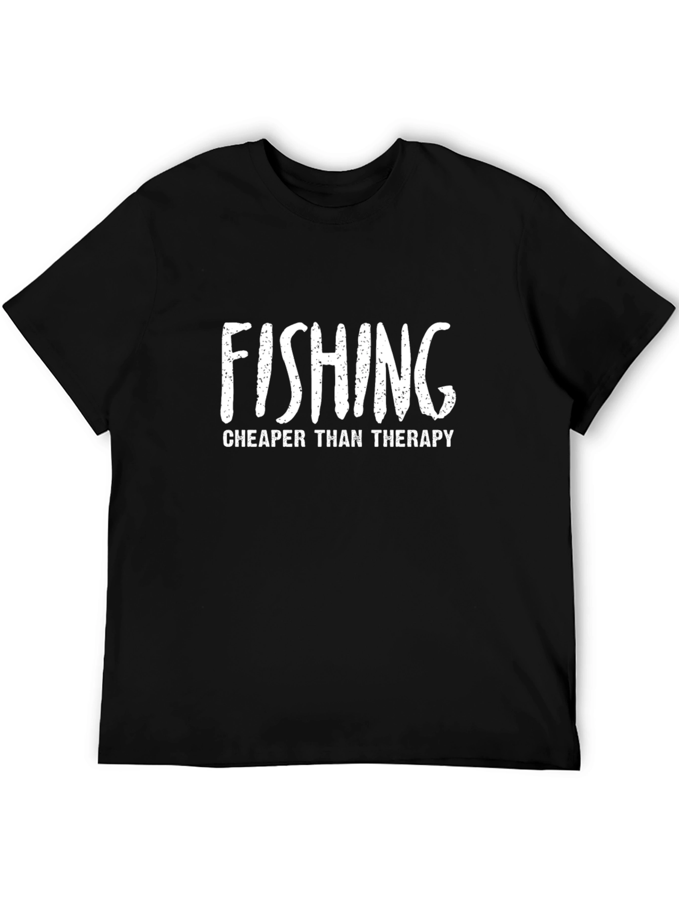 Fishing Cheaper Than Therapy Graphic Tee - Black