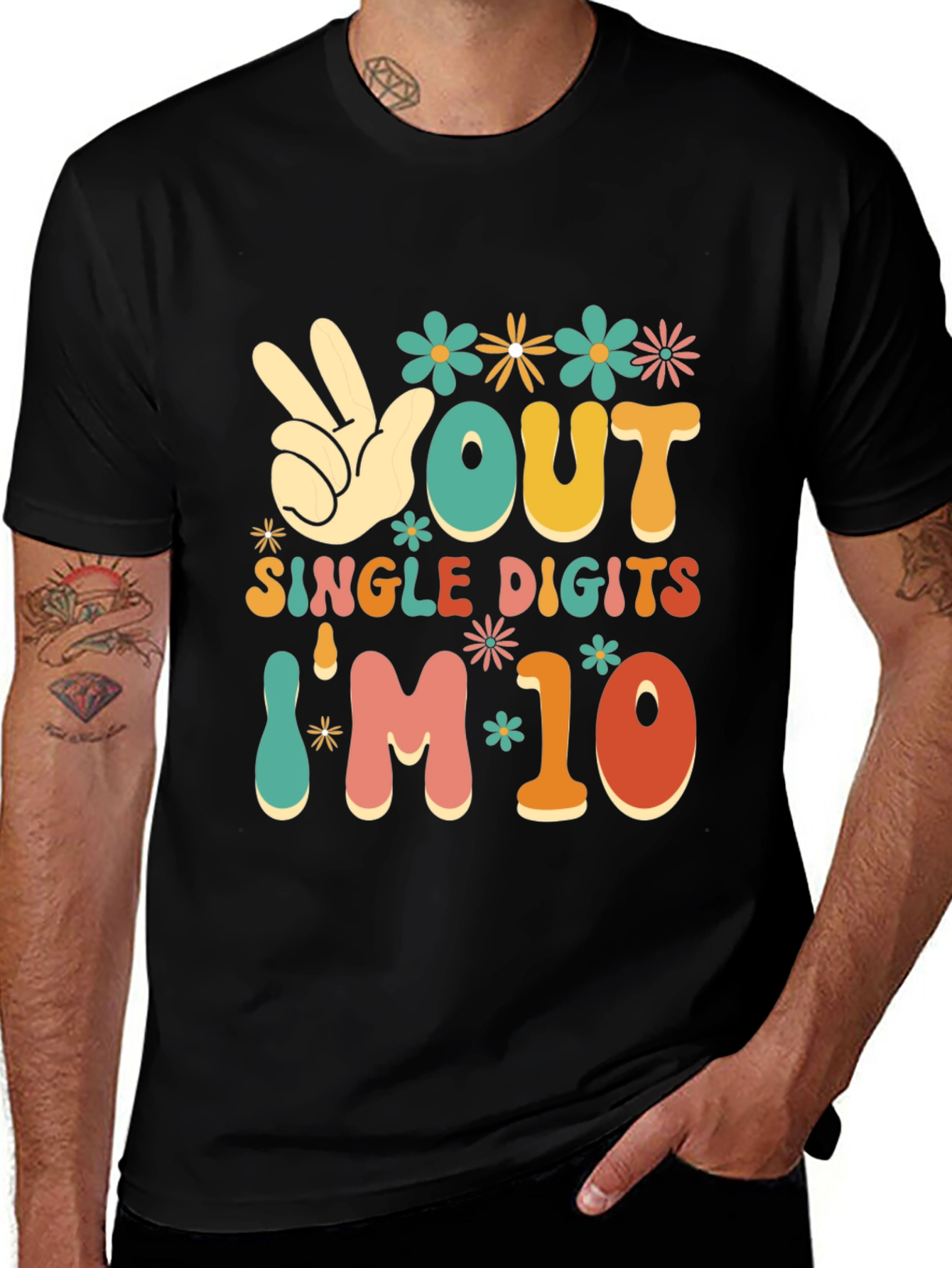 Peace Out Single Digits Im 10 T-Shirt - Retro Birthday Shirt