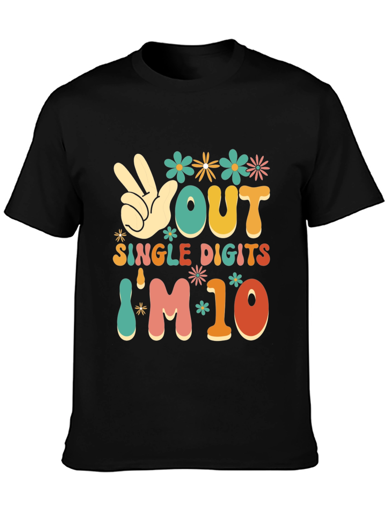 Peace Out Single Digits Im 10 T-Shirt - Retro Birthday Shirt
