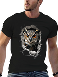 Owl Graphic Print Crew Neck T-Shirt