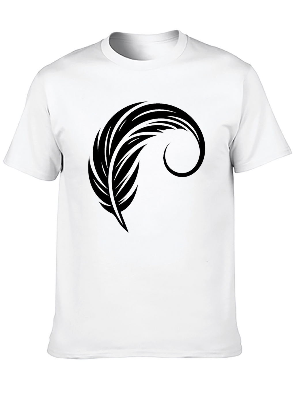 Mens Black Graphic Tee - Feather Design