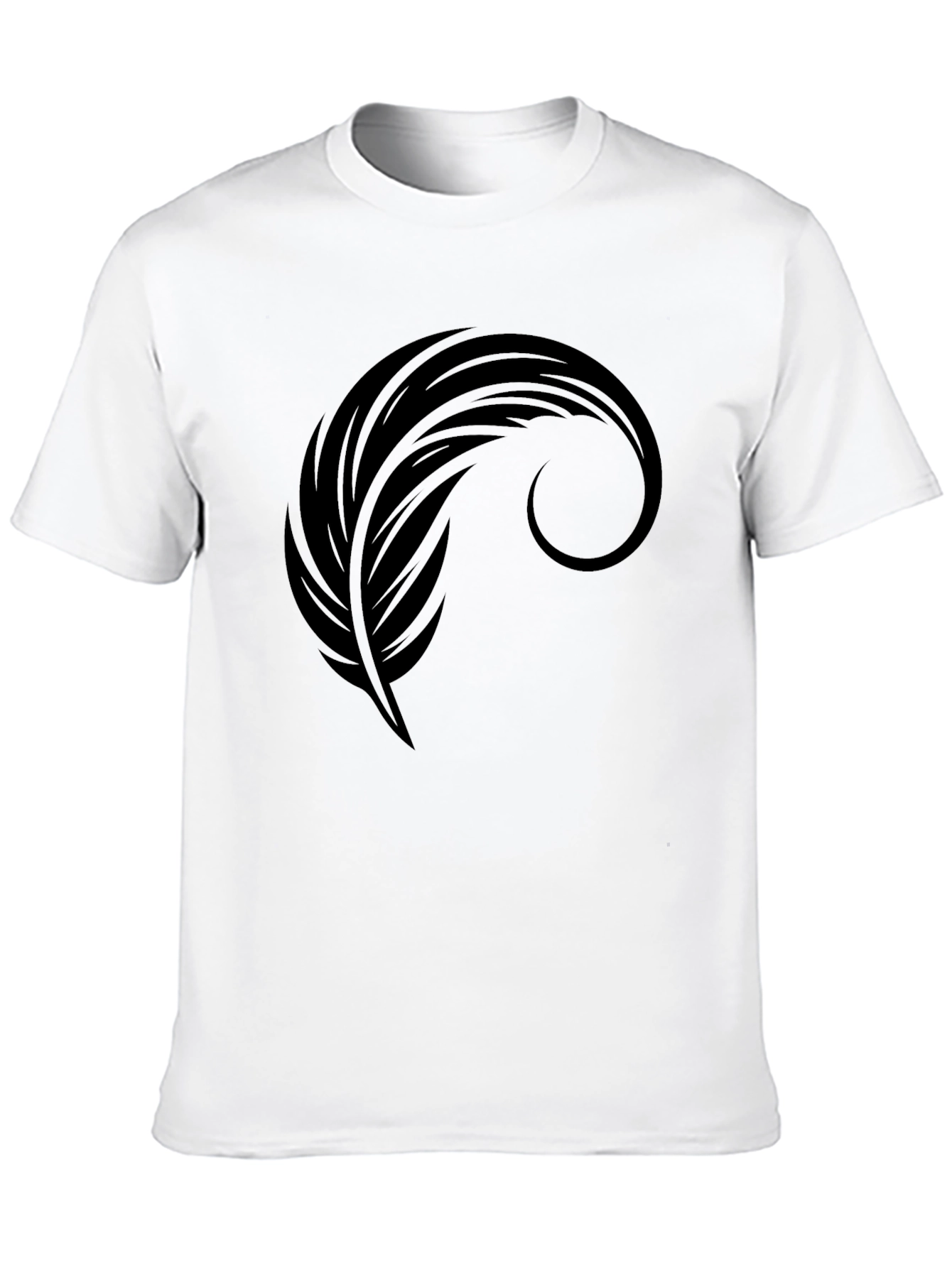Mens Black Graphic Tee - Feather Design
