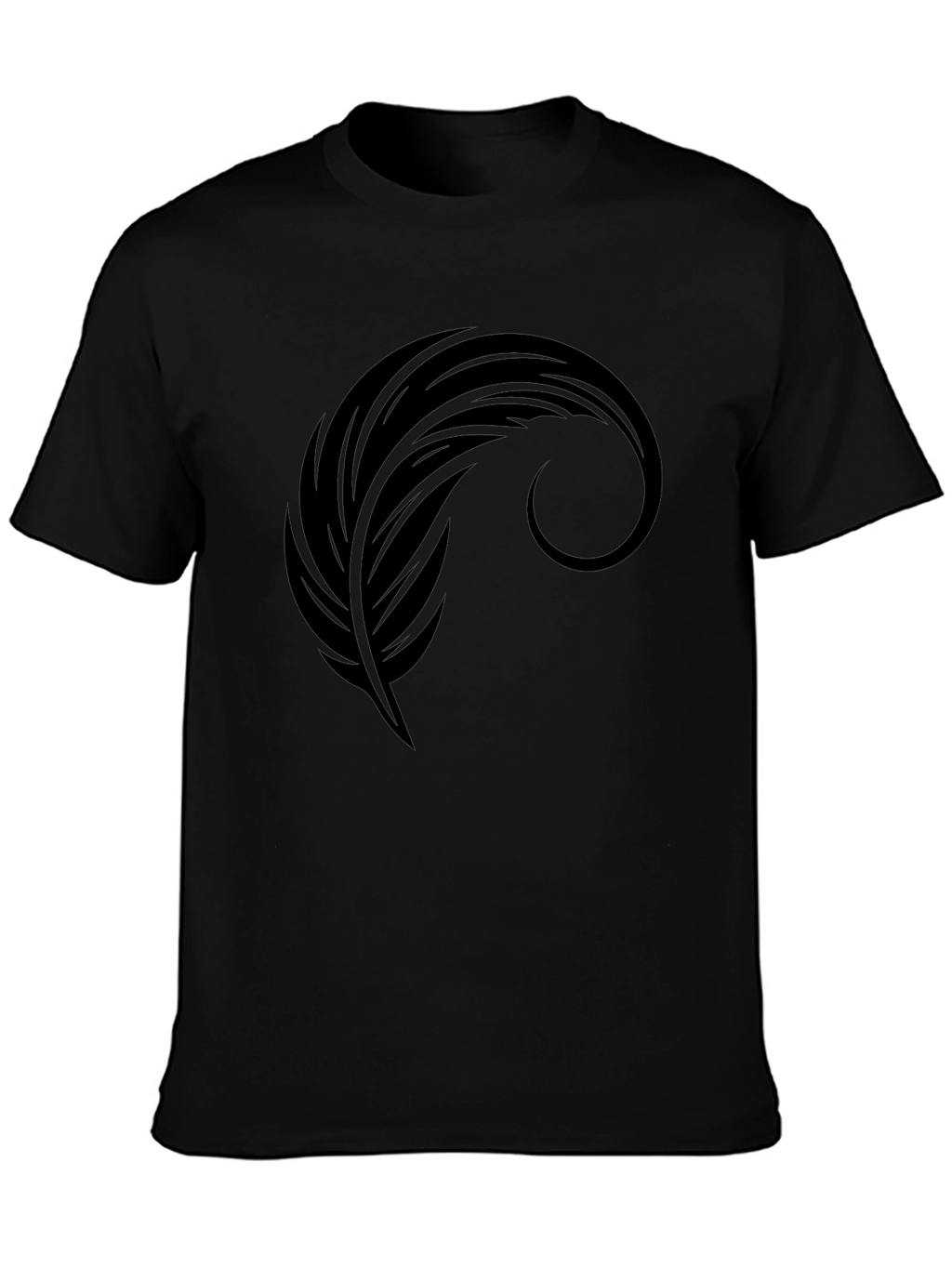 Mens Black Graphic Tee - Feather Design