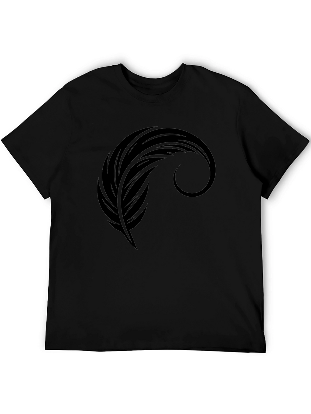Mens Black Graphic Tee - Feather Design