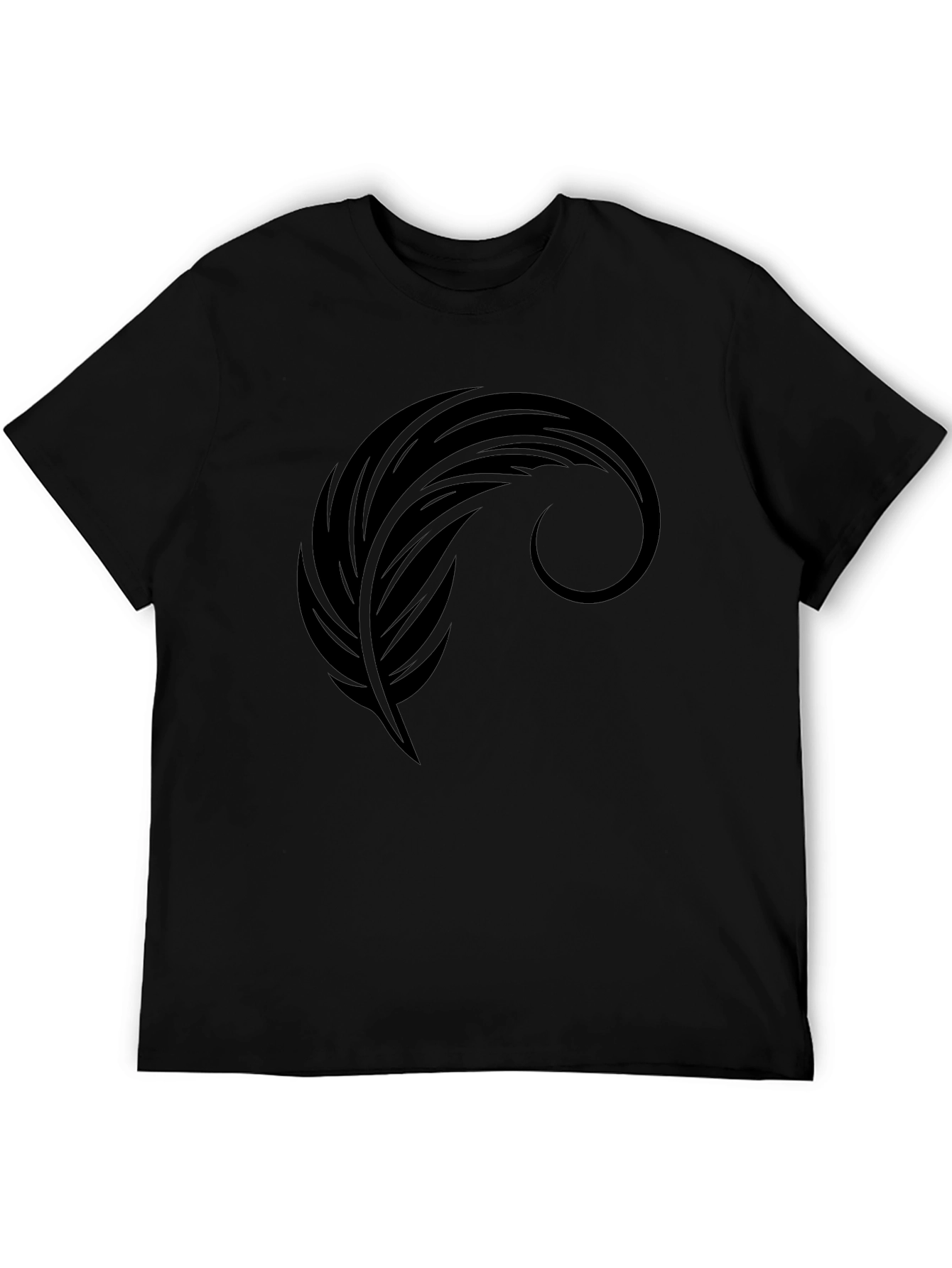 Mens Black Graphic Tee - Feather Design