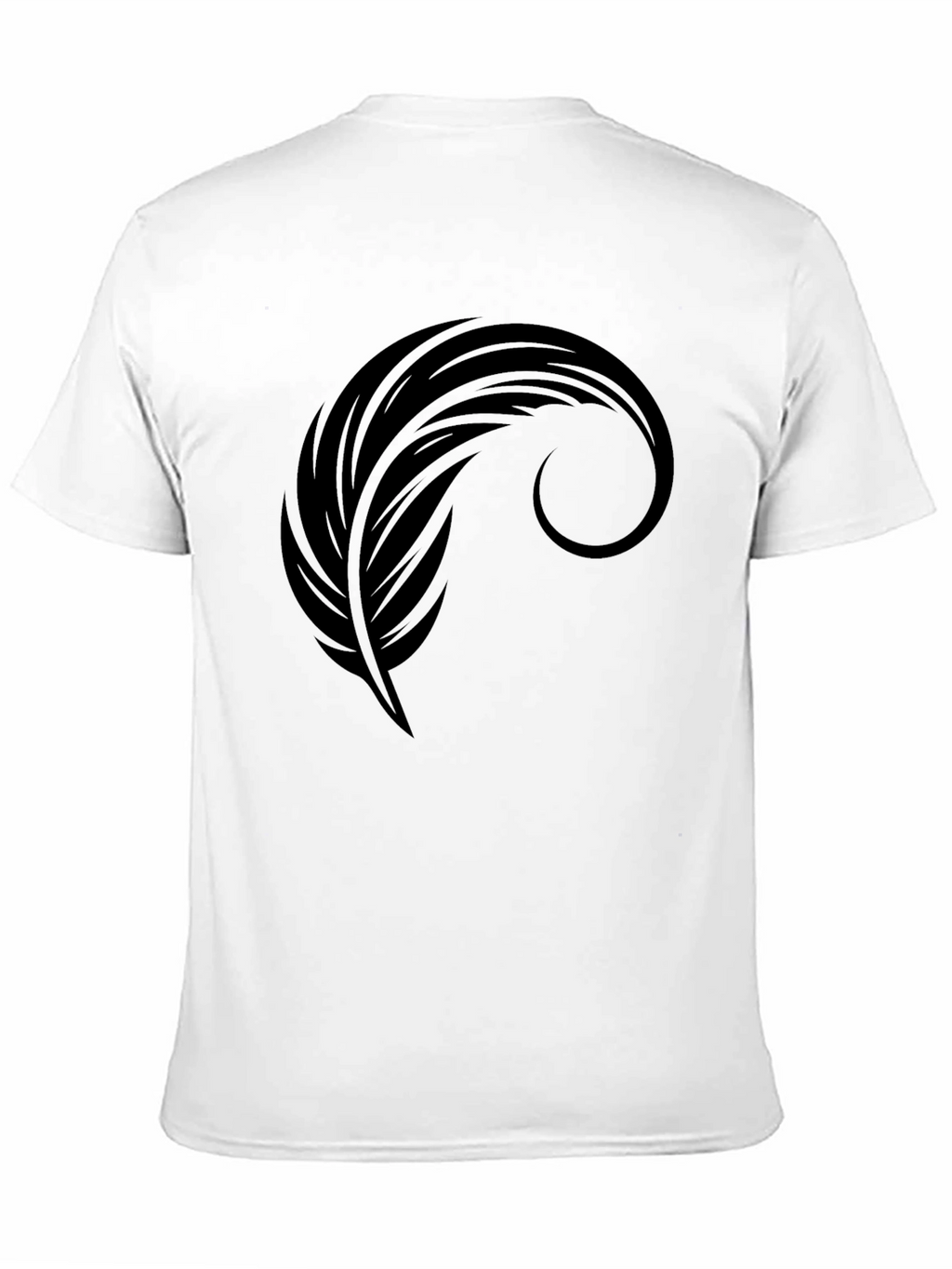 Mens Black Graphic Tee - Feather Design