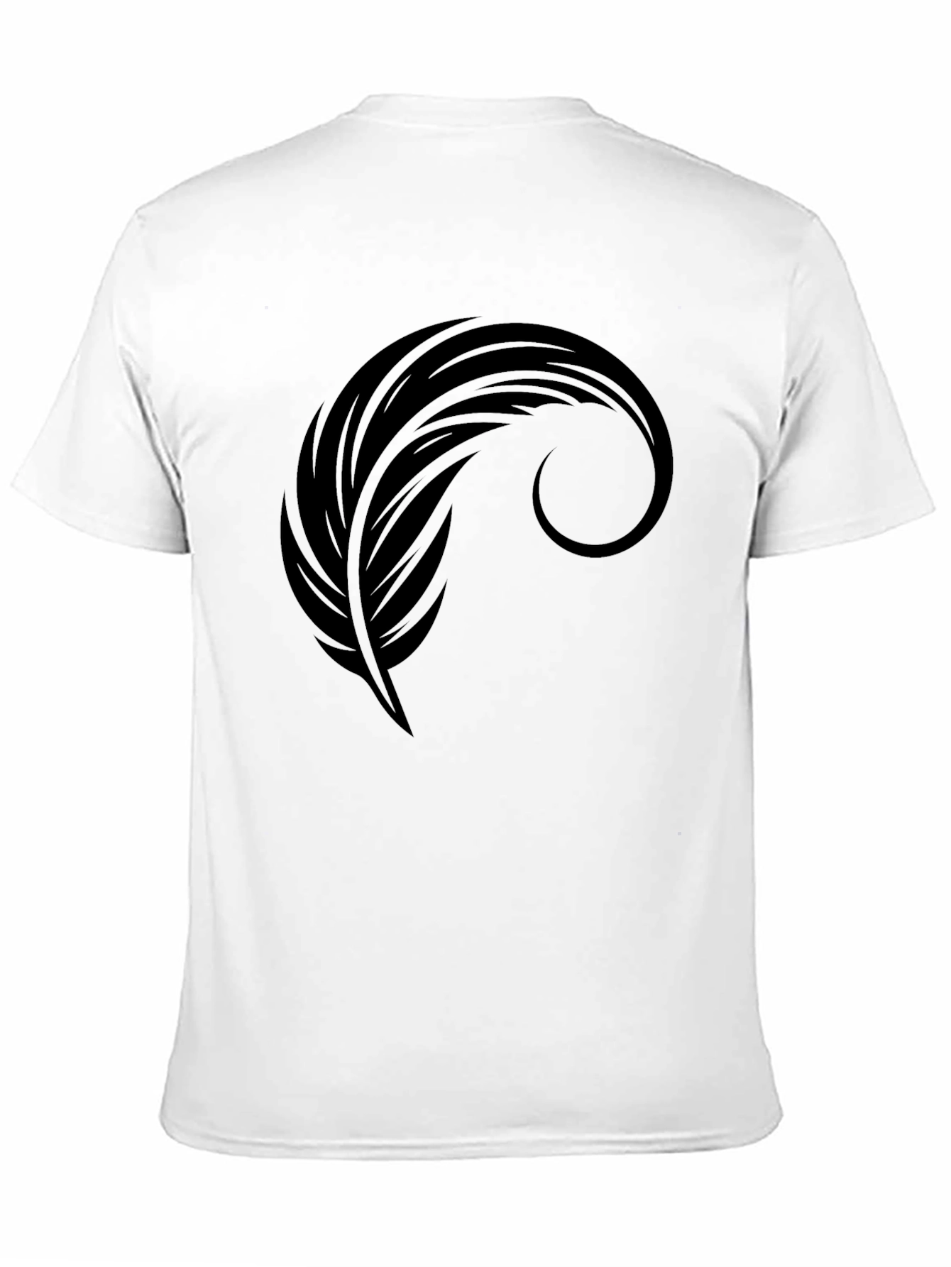 Mens Black Graphic Tee - Feather Design