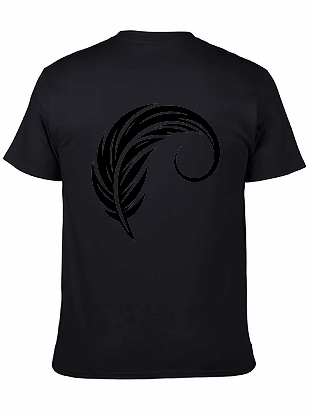 Mens Black Graphic Tee - Feather Design