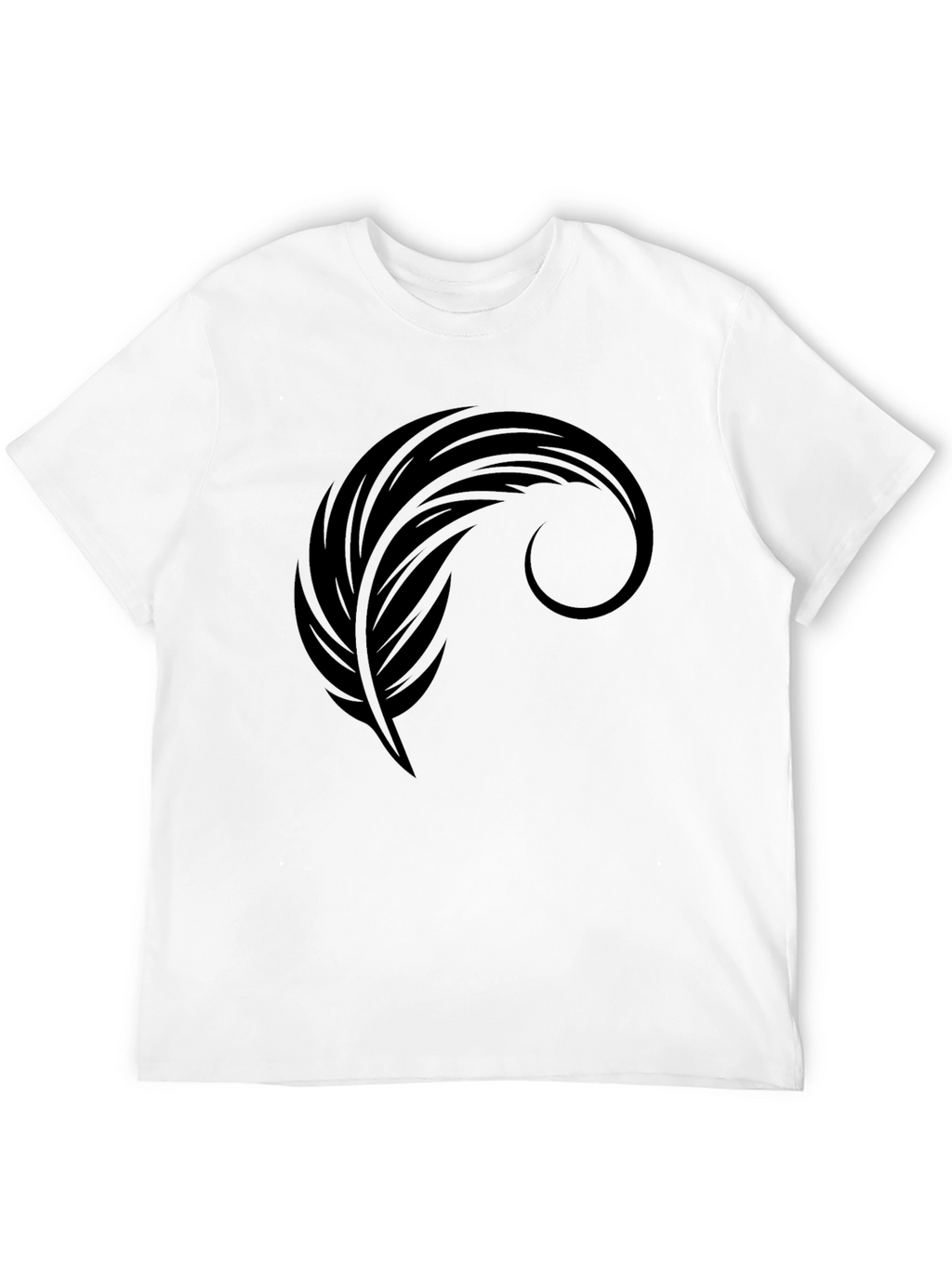 Mens Black Graphic Tee - Feather Design