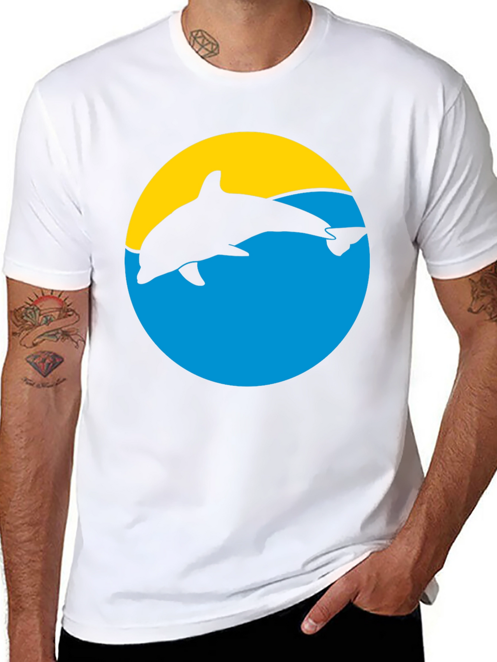 Dolphin Silhouette Graphic Tee - Black