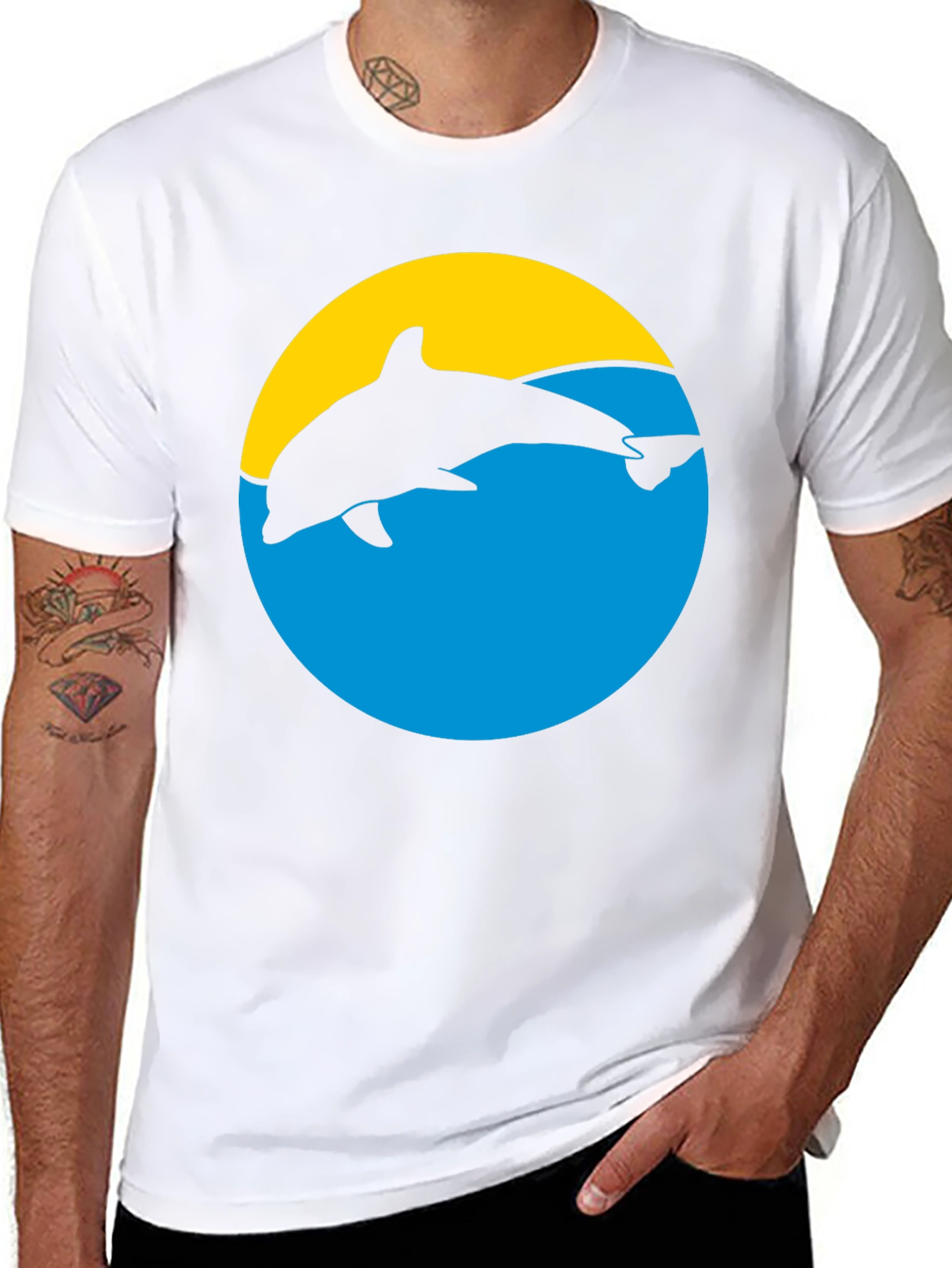 Dolphin Silhouette Graphic Tee - Black