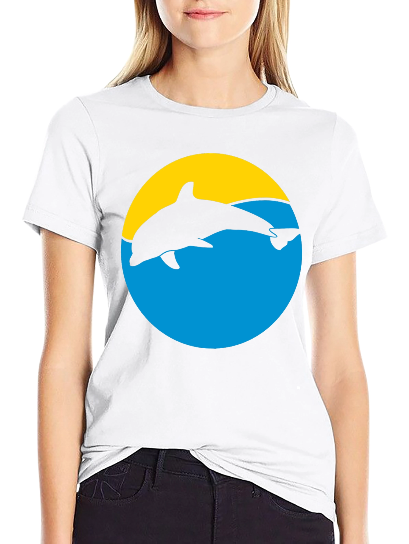 Dolphin Silhouette Graphic Tee - Black