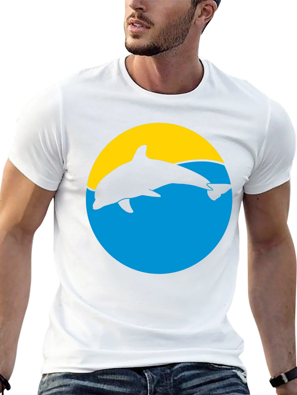 Dolphin Silhouette Graphic Tee - Black