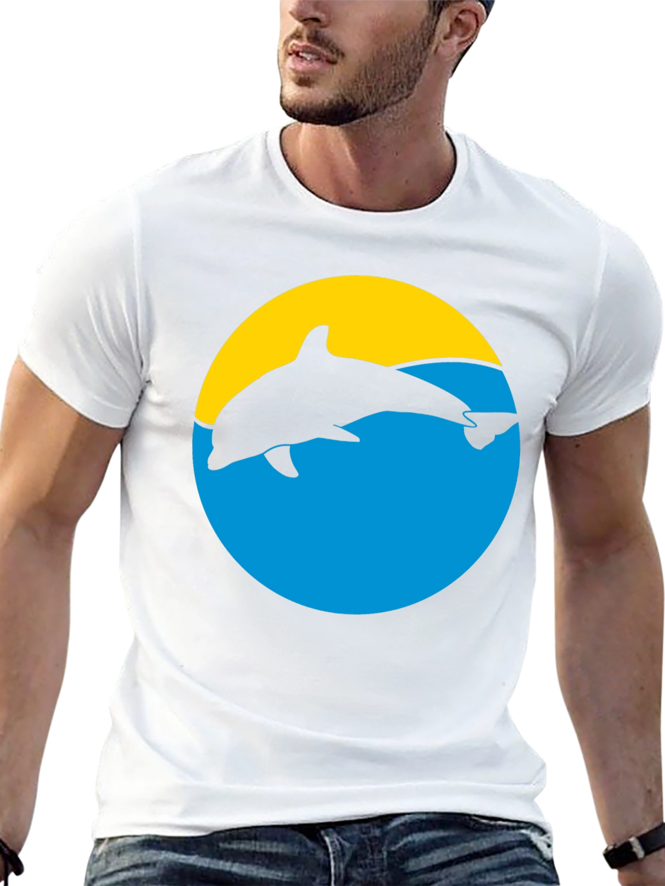 Dolphin Silhouette Graphic Tee - Black