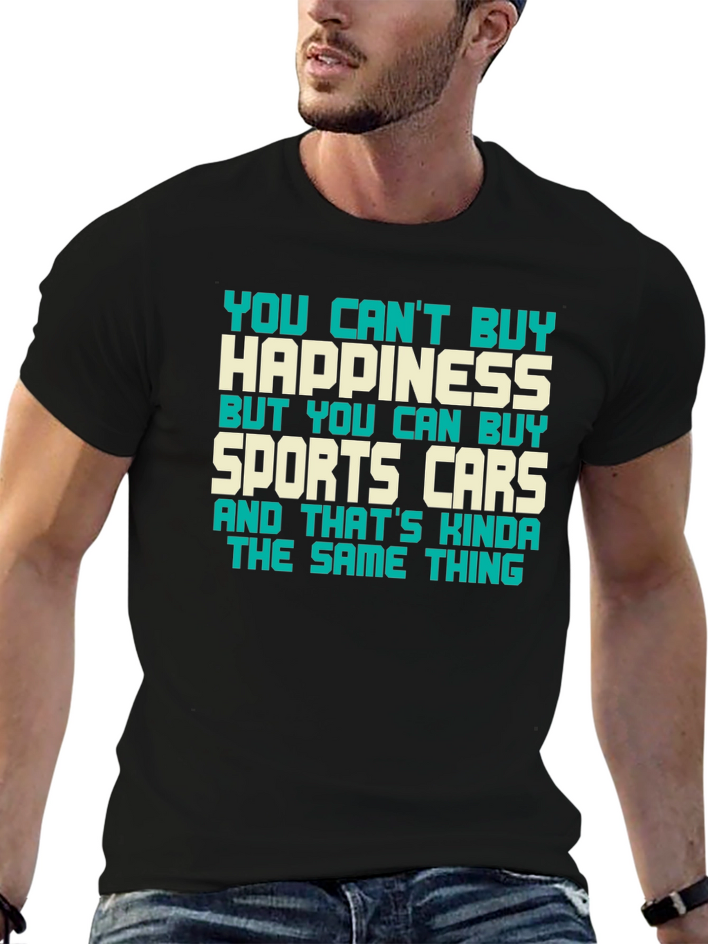 Happiness & Sports Car Graphic Tee