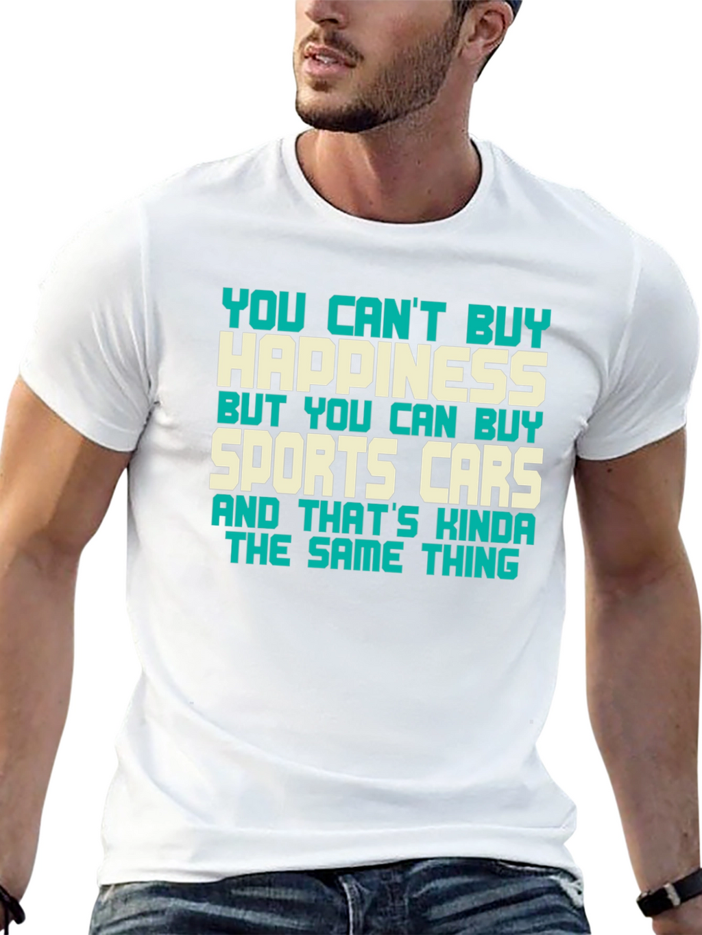 Happiness & Sports Car Graphic Tee