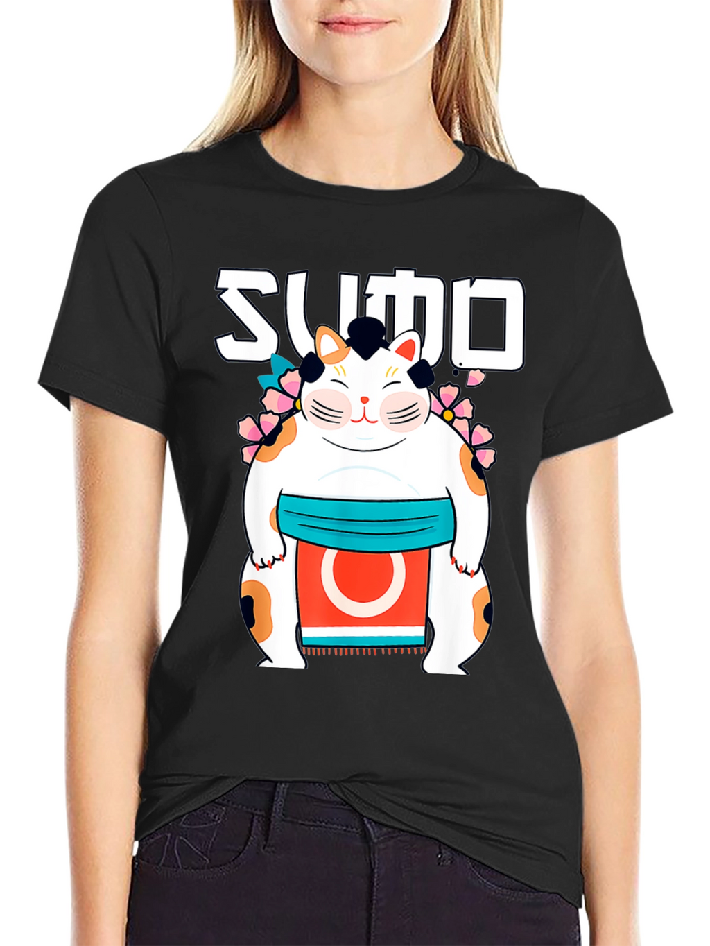 Sumo Cat Graphic T-Shirt - Stylish Cotton Tee