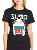 Sumo Cat Graphic T-Shirt - Stylish Cotton Tee