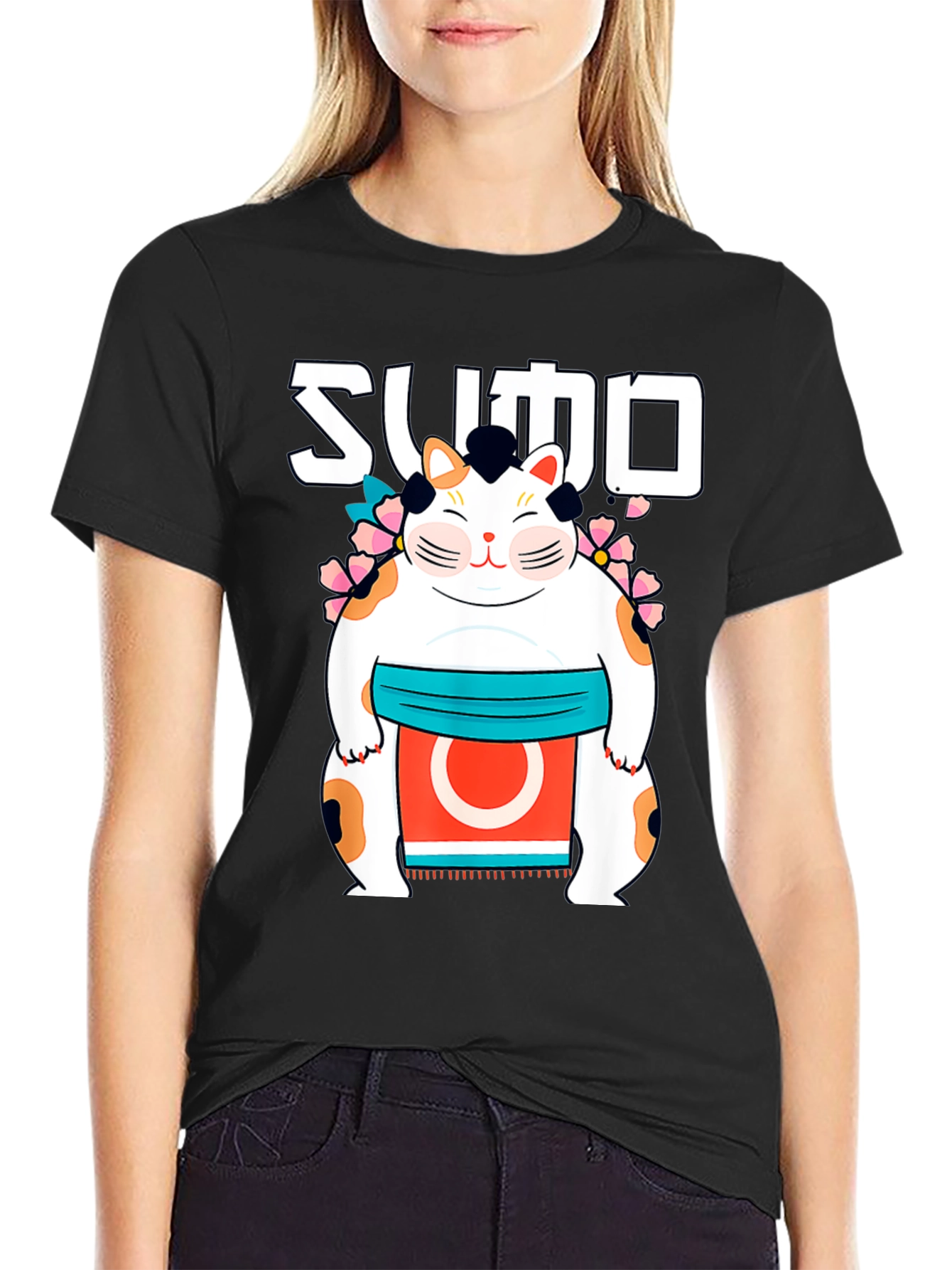 Sumo Cat Graphic T-Shirt - Stylish Cotton Tee