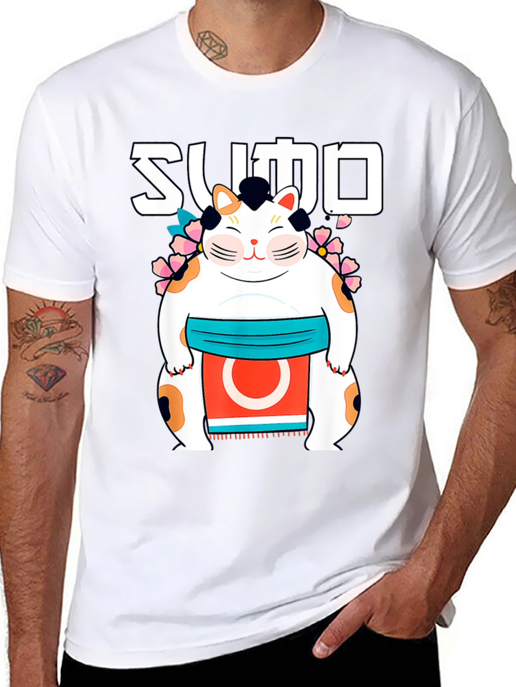 Sumo Cat Graphic T-Shirt - Stylish Cotton Tee