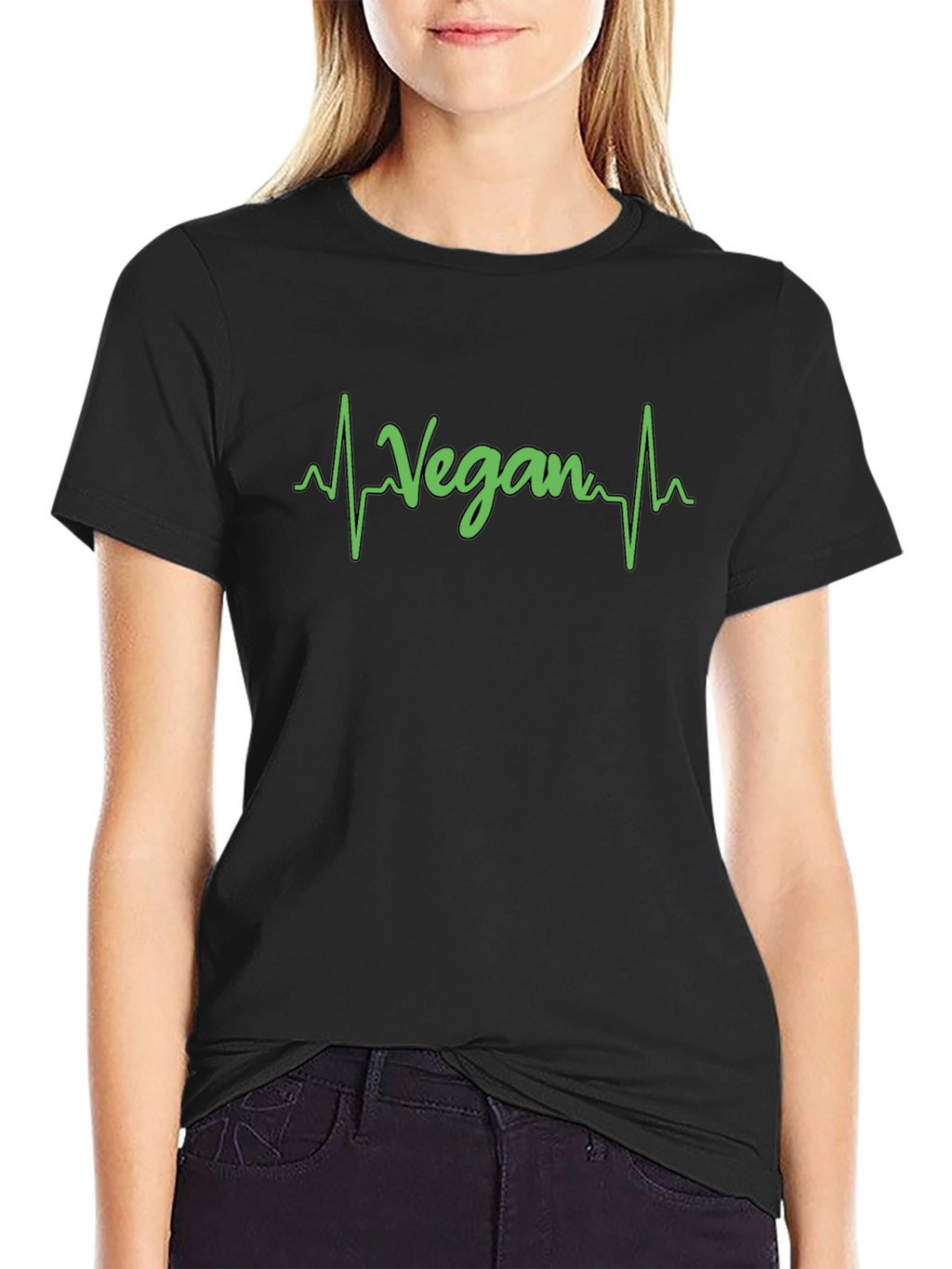Vegan Heartbeat T-Shirt - Black Graphic Tee