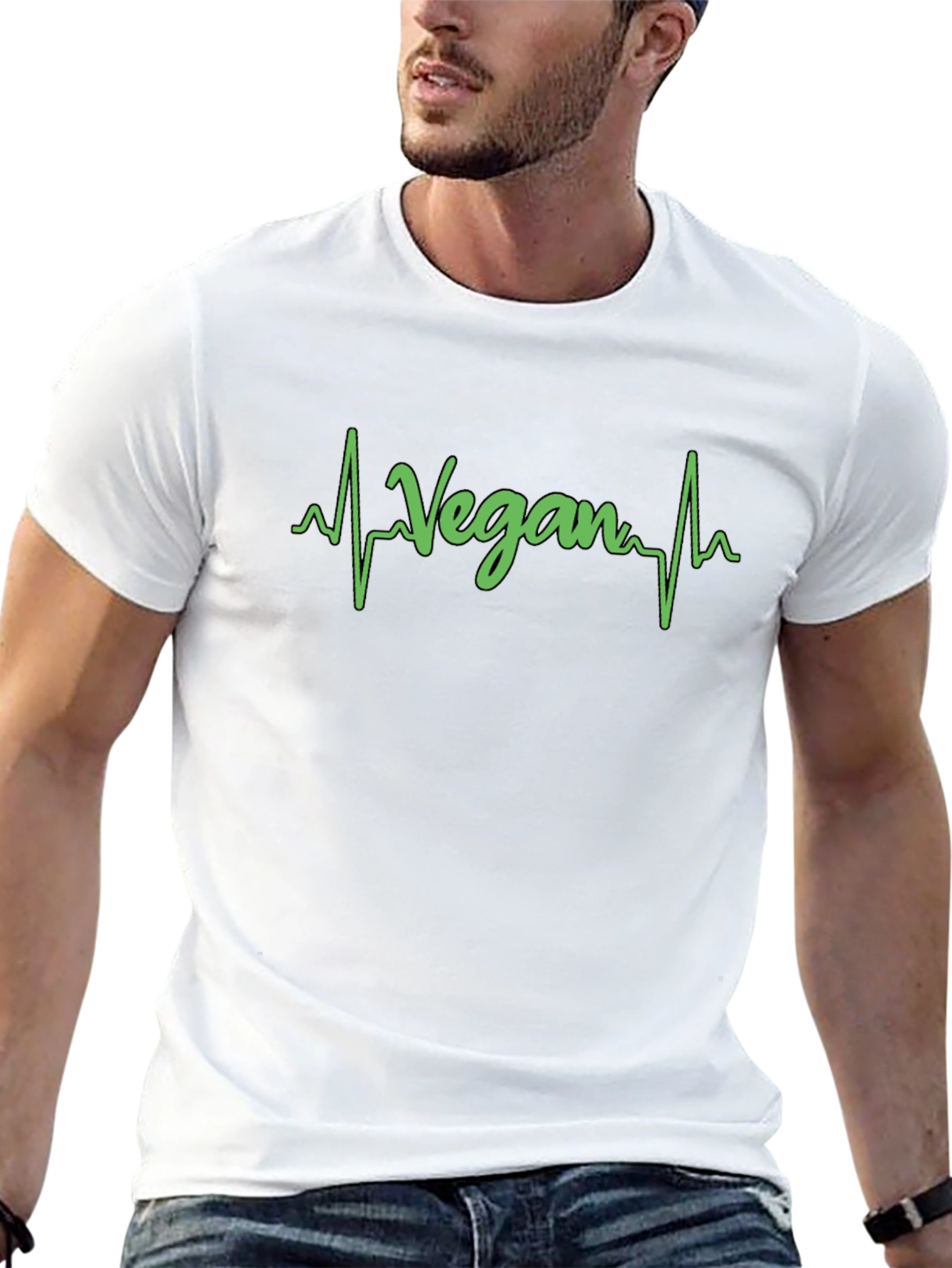 Vegan Heartbeat T-Shirt - Black Graphic Tee
